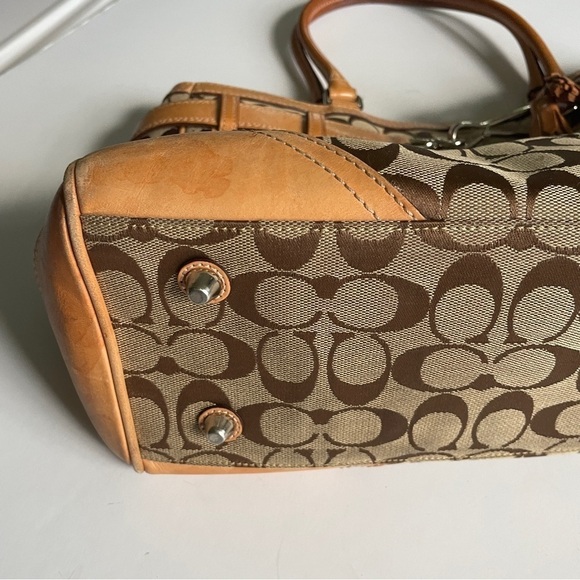 Coach Brown Signature Logo Tassle Purse Large - Picture 5 of 14